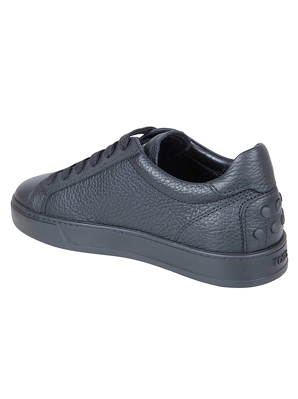 Tod's Calfskin Leather Sneakers with Glossy Finish Grijs