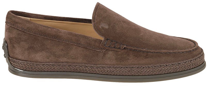 Tod's Brown Suede Slip-On Flat Shoes Bruin