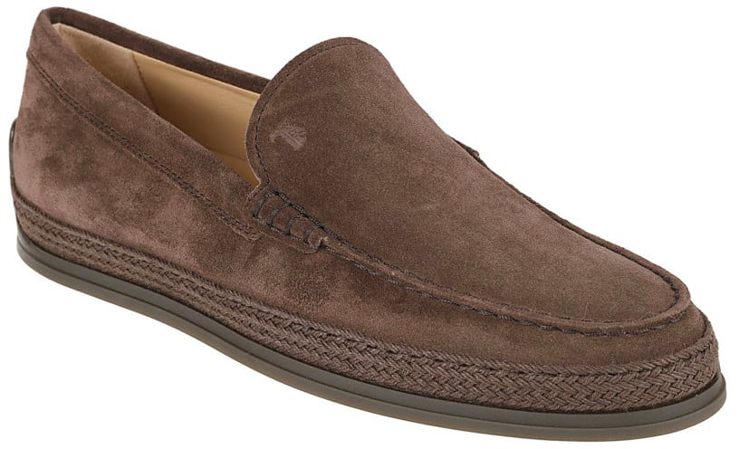 Tod's Brown Suede Slip-On Flat Shoes Bruin