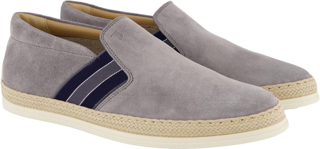 Tod's Heren Rafia Loafer Suede Grijs Grijs