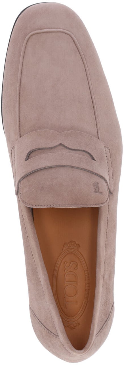 Tod's Suede Slip-On Shoes With Stitched Detail Bruin