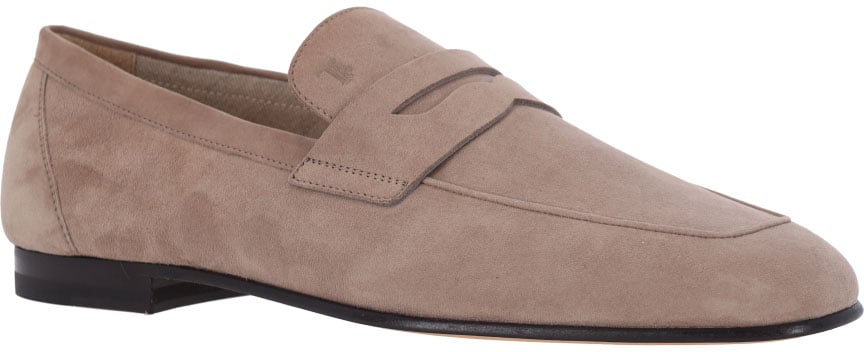 Tod's Suede Slip-On Shoes With Stitched Detail Bruin