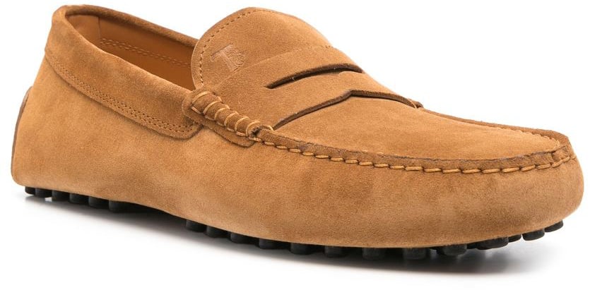 Tod's Caramel Brown Suede Moccasin-Style Flat Shoes Bruin