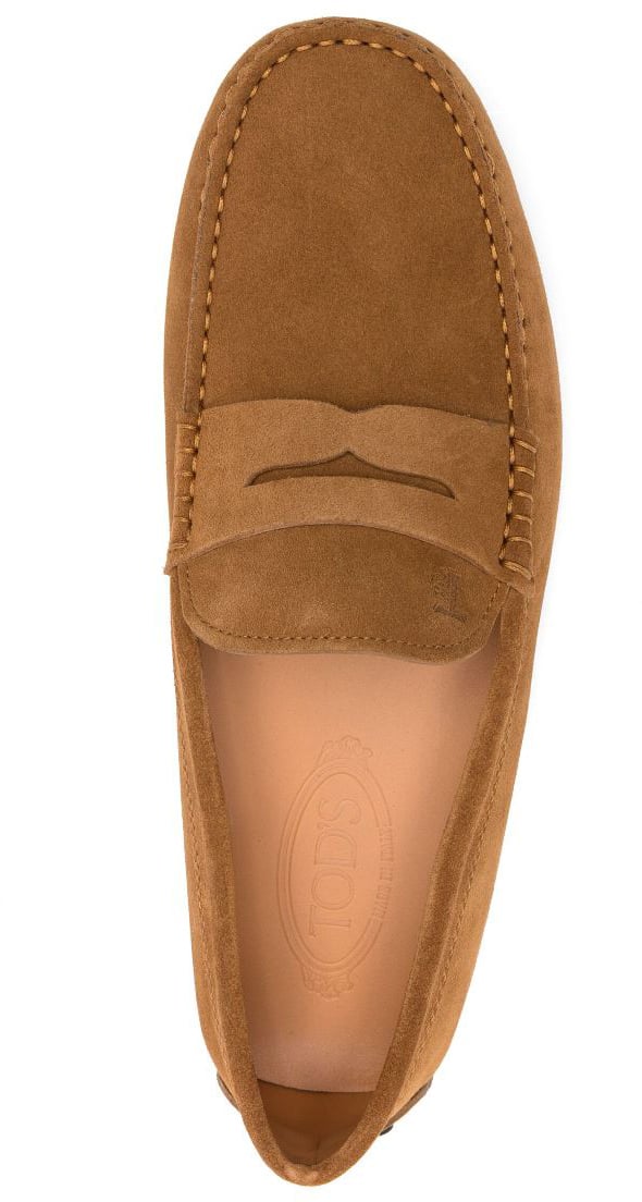 Tod's Caramel Brown Suede Moccasin-Style Flat Shoes Bruin