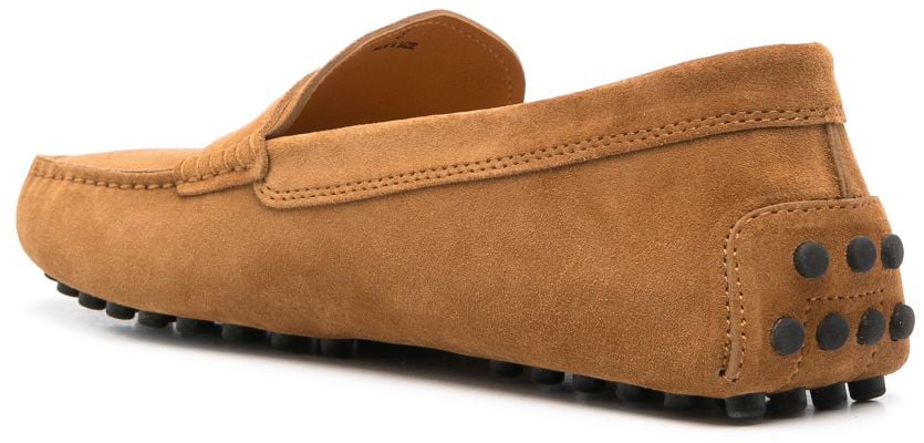 Tod's Caramel Brown Suede Moccasin-Style Flat Shoes Bruin
