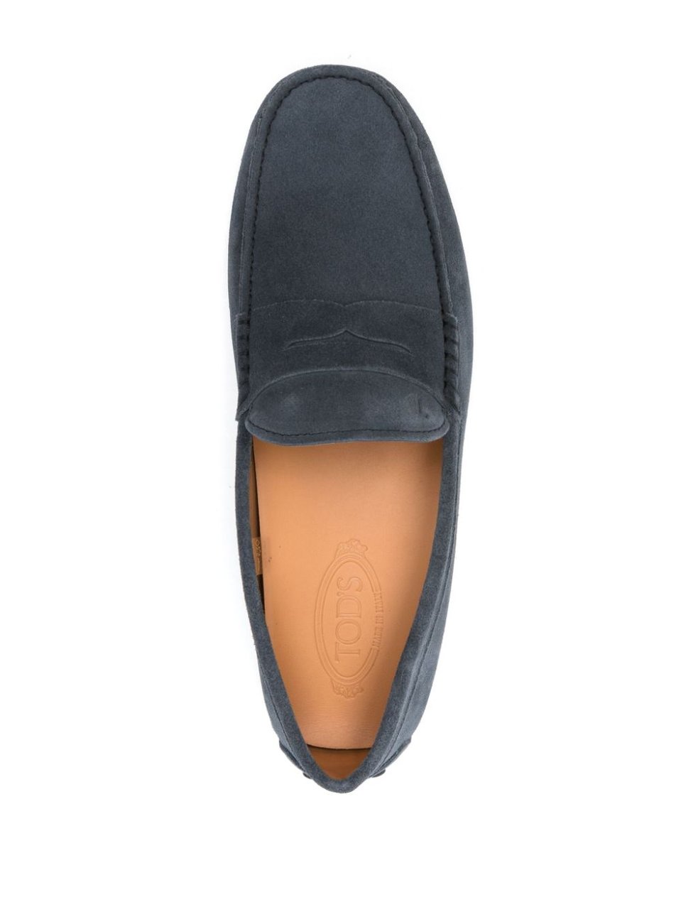 Tod's Navy Blue Suede Loafers Grijs