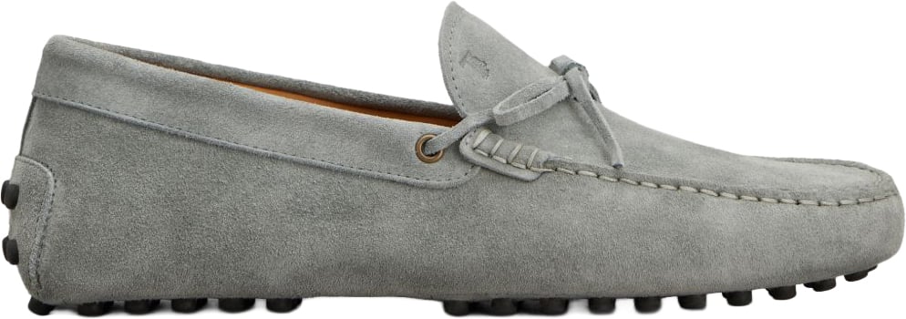 Tod's Grey Suede Slip-On Loafers with Bow Detail Grijs