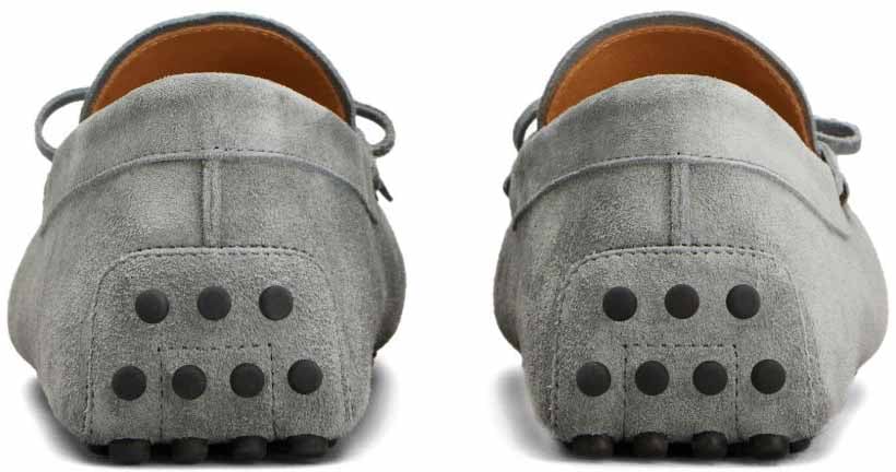 Tod's Grey Suede Slip-On Loafers with Bow Detail Grijs