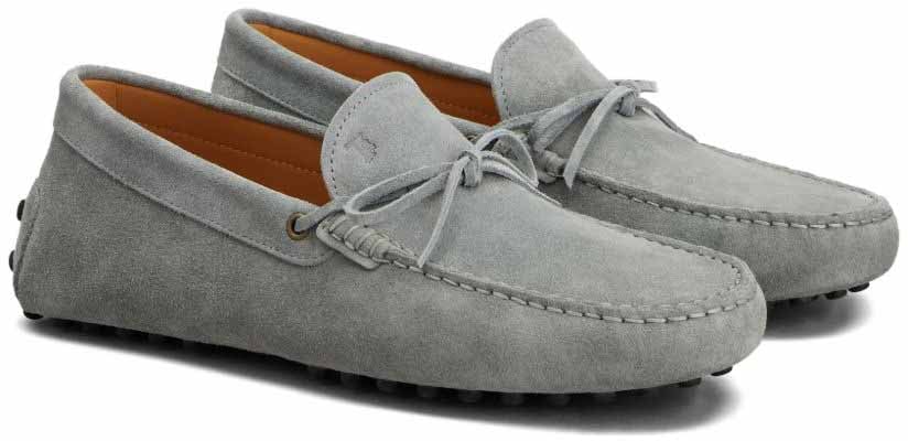 Tod's Grey Suede Slip-On Loafers with Bow Detail Grijs