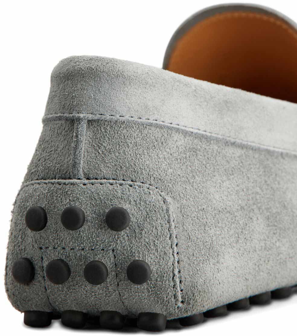 Tod's Grey Suede Slip-On Loafers with Bow Detail Grijs