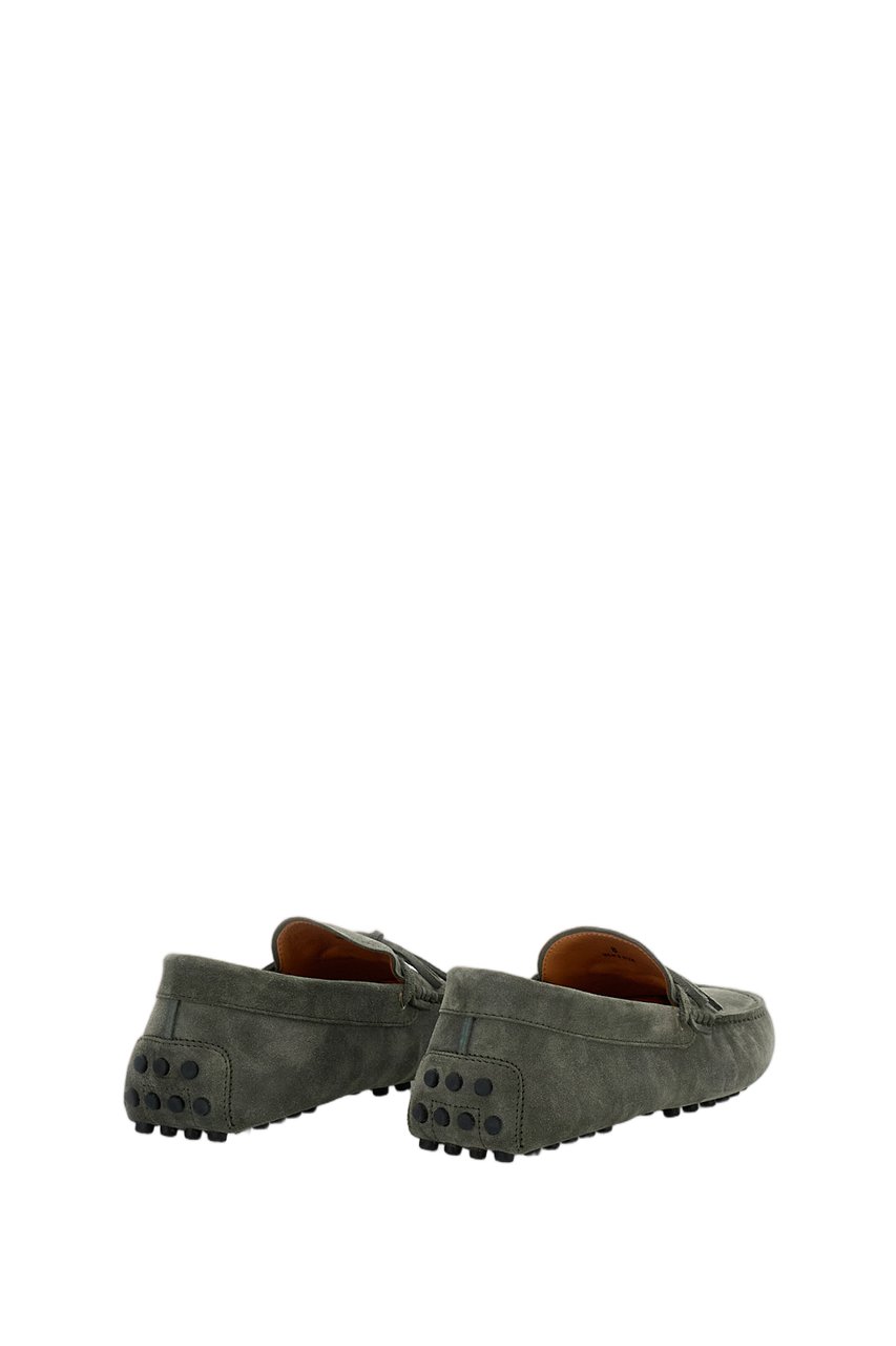 Tod's Nubuck Green Loafers with Handcrafted Topstitching Groen
