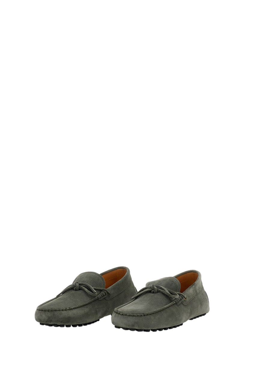Tod's Nubuck Green Loafers with Handcrafted Topstitching Groen