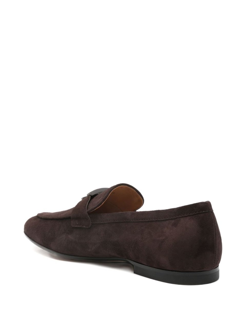Tod's Slip-On Brown Calf Suede Flat Shoes Zwart