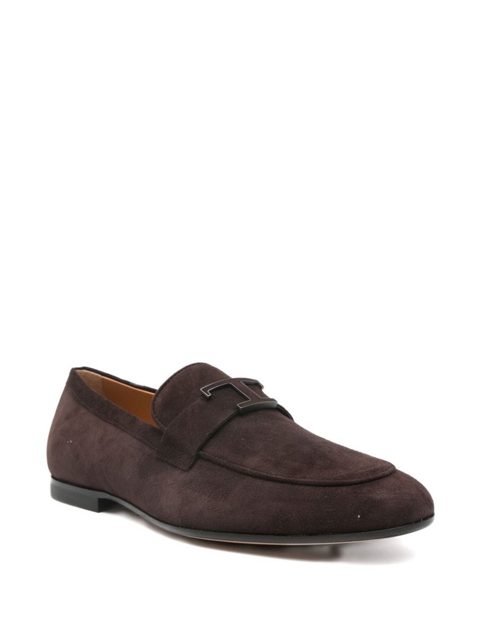 Tod's Slip-On Brown Calf Suede Flat Shoes Zwart