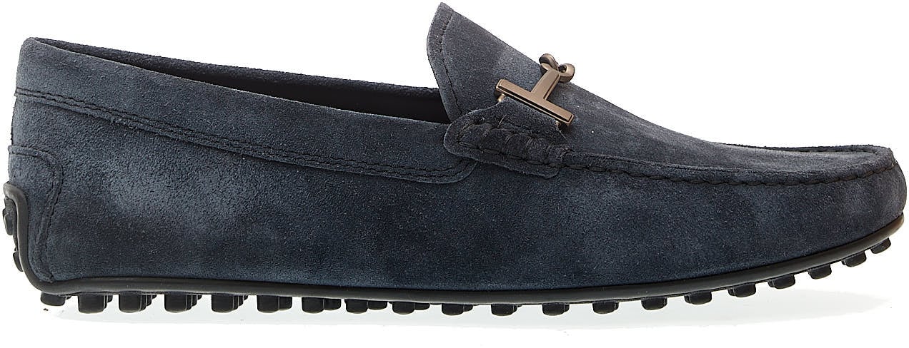 Tod's City Gommino In Camoscio Blu Fibbia Blauw