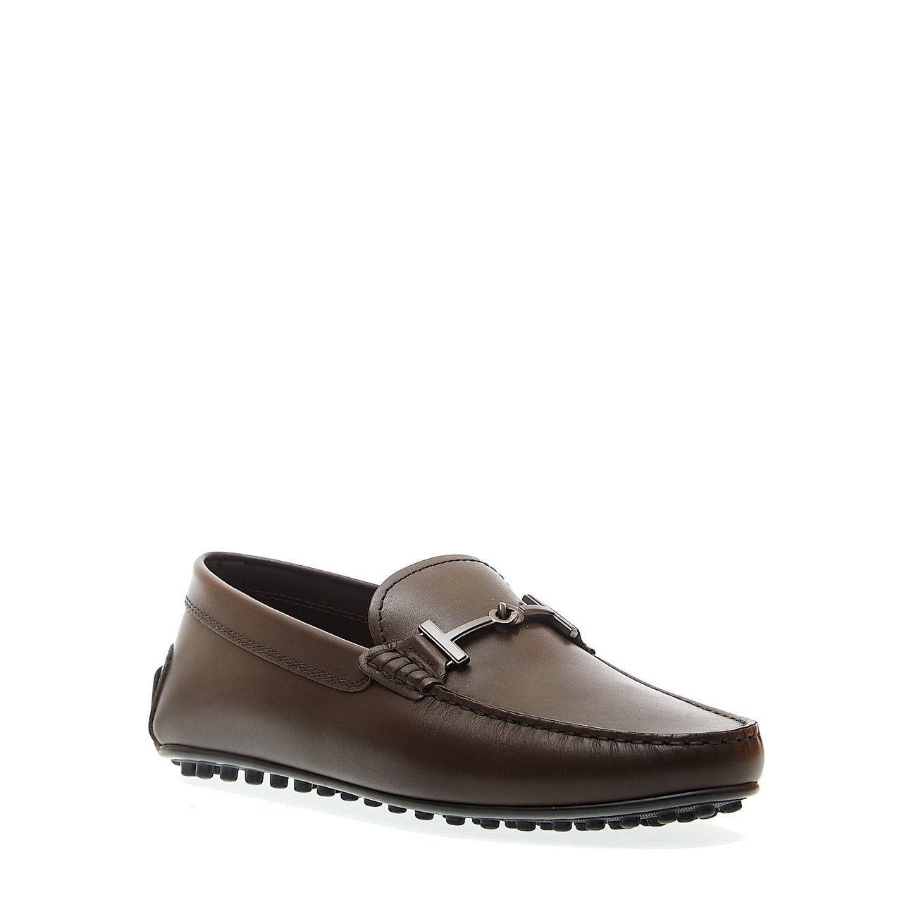Tod's City Gommino In Pelle Marrone Fibbia Bruin