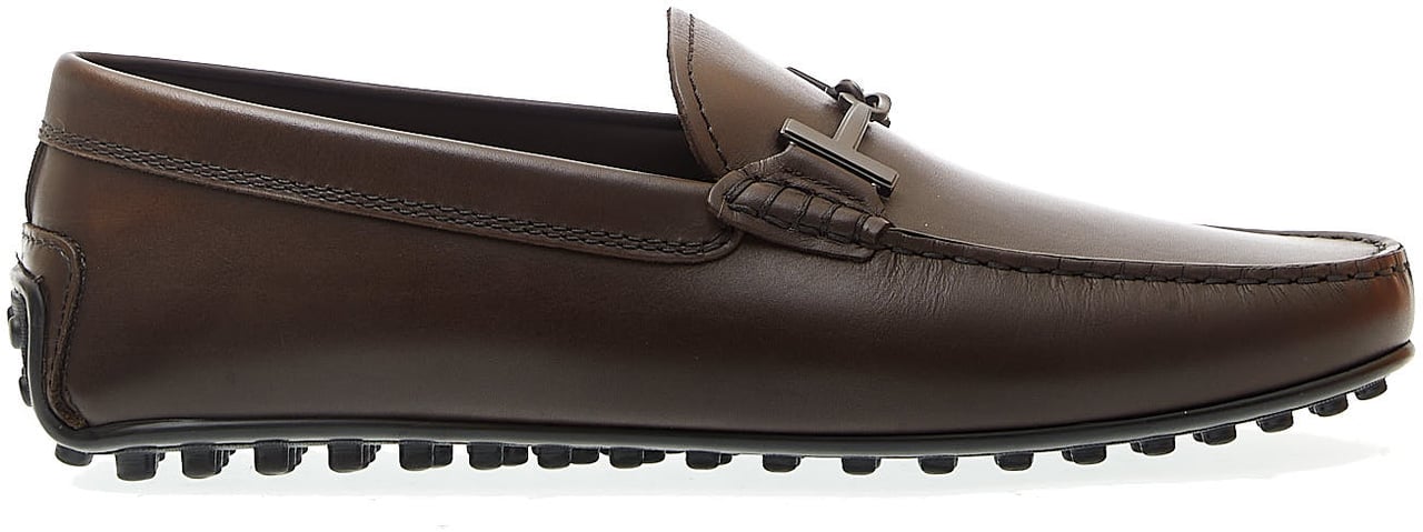 Tod's City Gommino In Pelle Marrone Fibbia Bruin