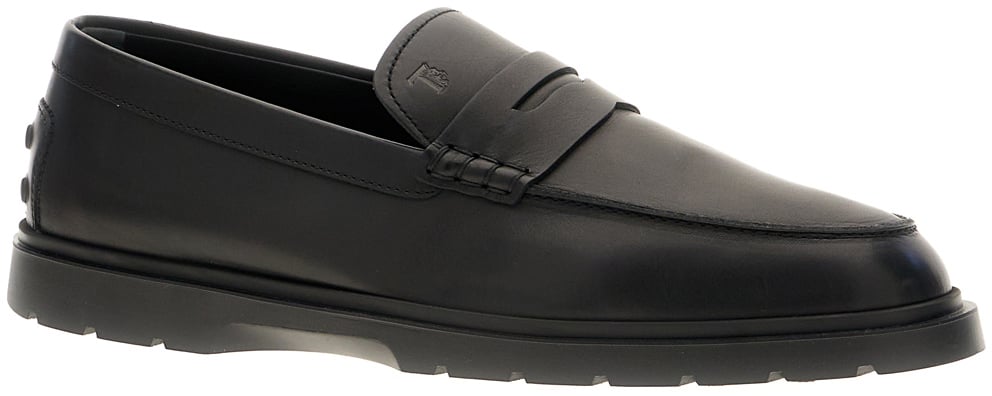Tod's Black leather loafers Zwart