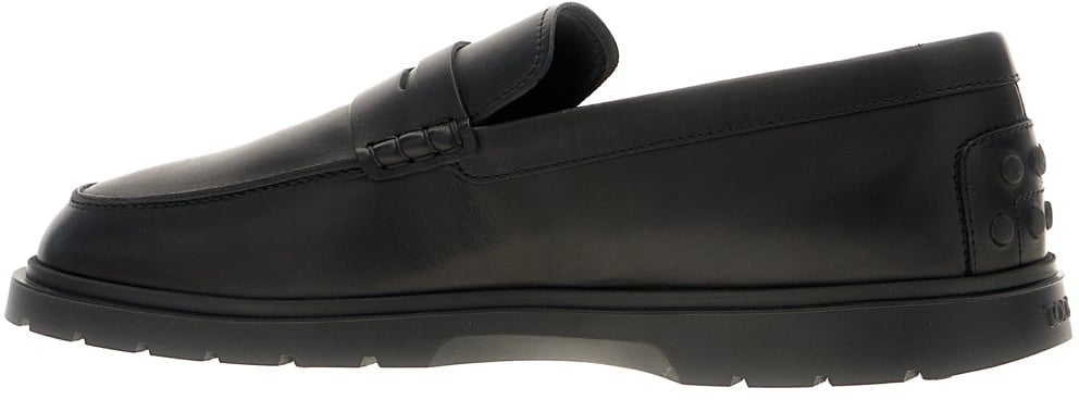Tod's Black leather loafers Zwart