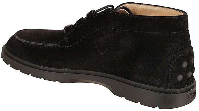 Tod's Suede Ankle Boot With Elastic Drawstring Zwart