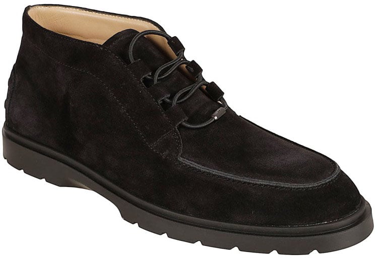 Tod's Suede Ankle Boot With Elastic Drawstring Zwart