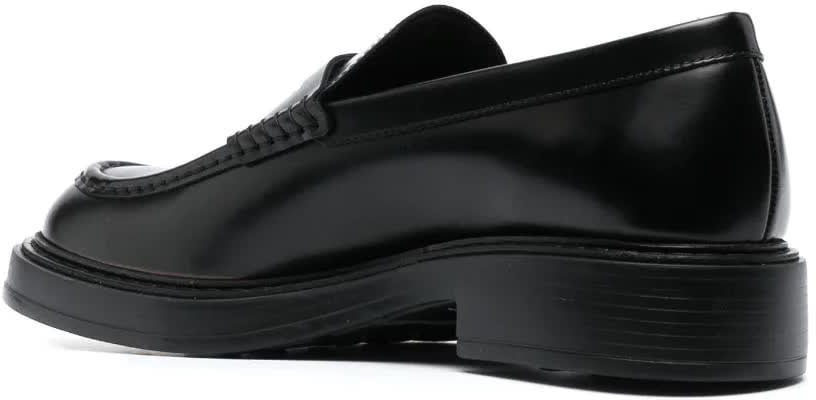 Tod's Black Leather Moccasin Leather Loafers Zwart