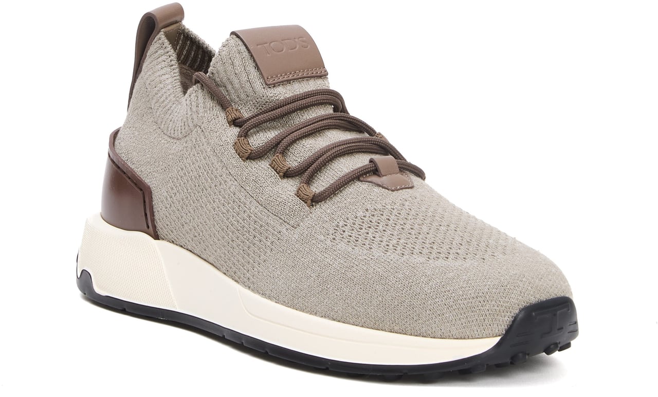 Tod's Running Tessuto Grigio Spoiler Cuoio Grijs