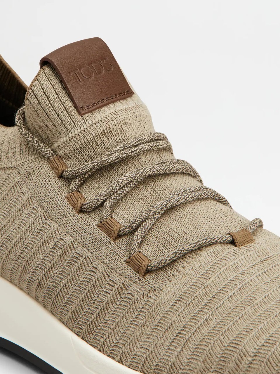 Tod's Beige Calzature Knitted Chevron Sneakers Neutraal