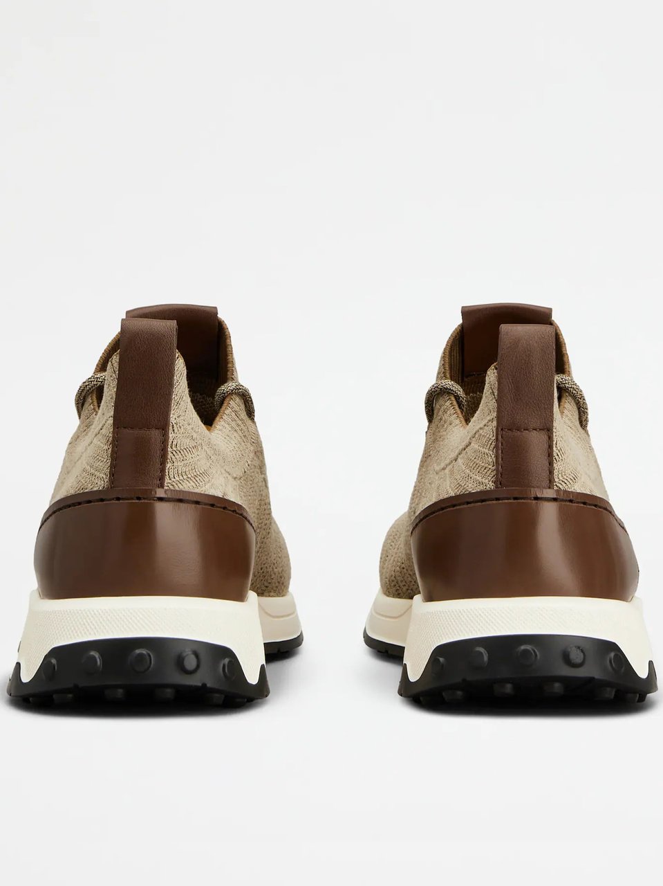 Tod's Beige Calzature Knitted Chevron Sneakers Neutraal