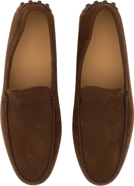 Tod's Rubberized Moccasin Leather Shoes Zwart