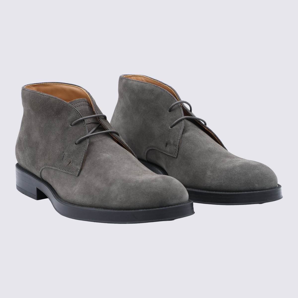 Tod's Mid-Ankle Suede Boots with Lace-Up Closure Grijs