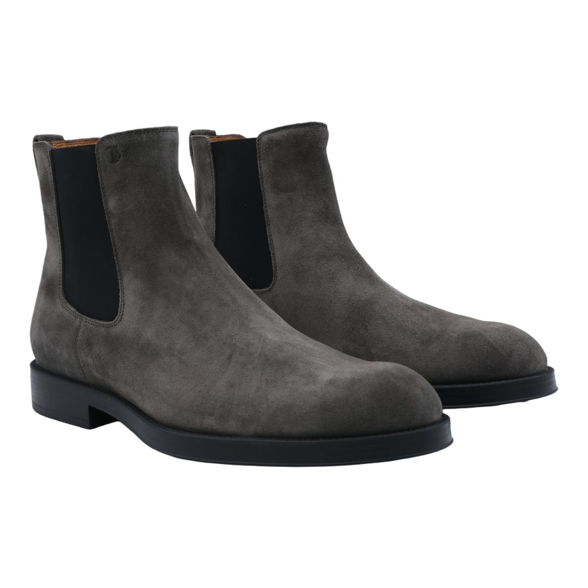 Tod's 'Chelsea' Grey Suede Leather Ankle Boots Zwart
