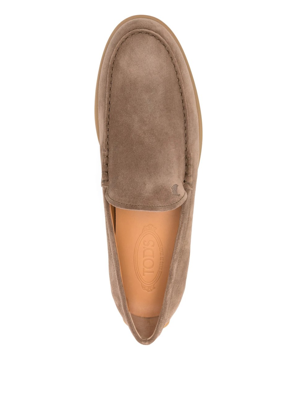 Tod's Taupe Calzature Suede Rounded Toe Loafers Bruin