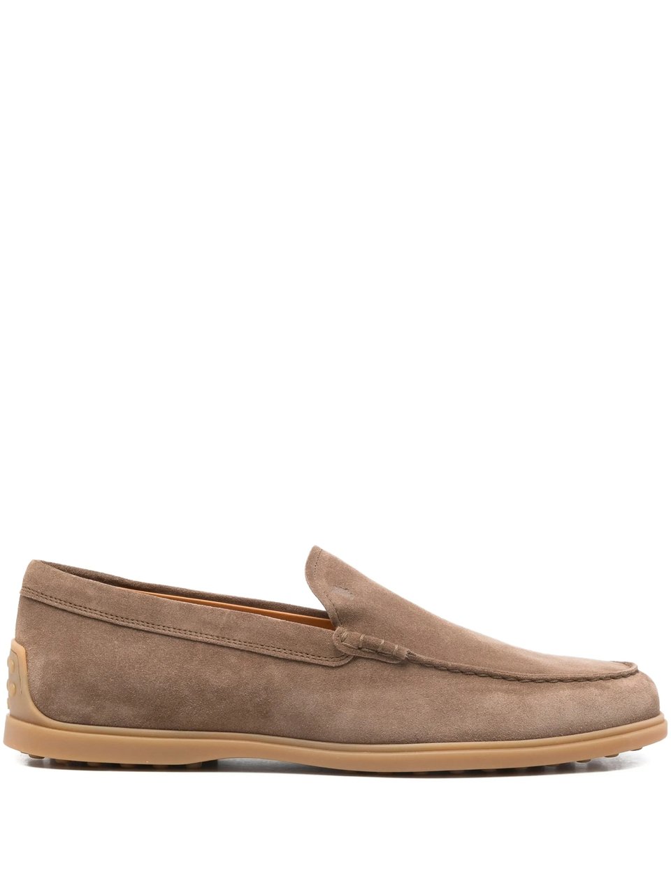 Tod's Taupe Calzature Suede Rounded Toe Loafers Bruin