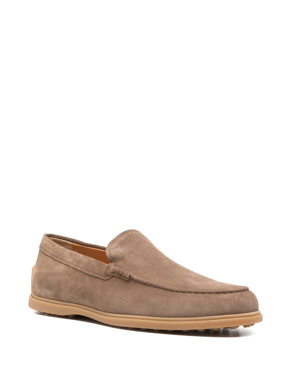 Tod's Taupe Calzature Suede Rounded Toe Loafers Bruin