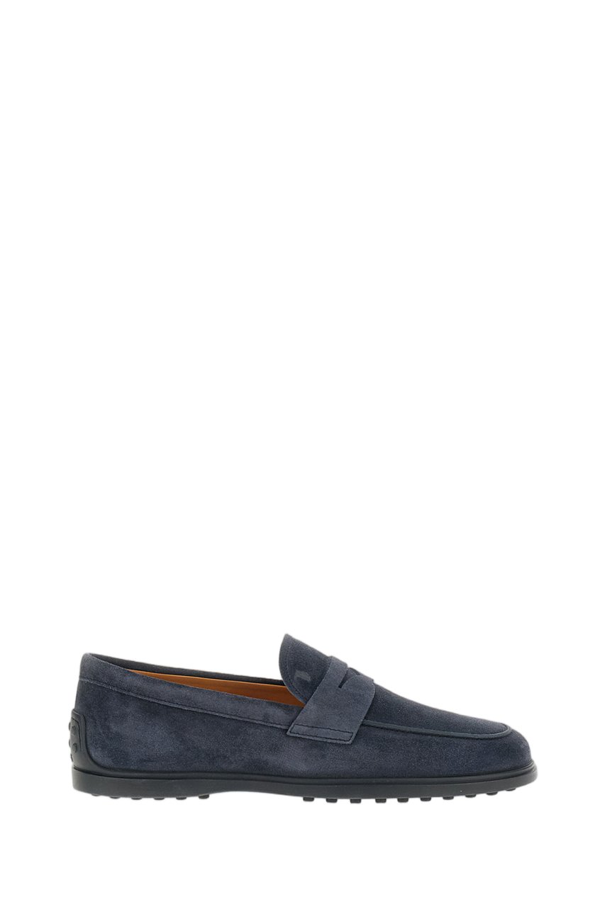 Tod's Blue Gomma 78L Suede Penny Loafers Blauw