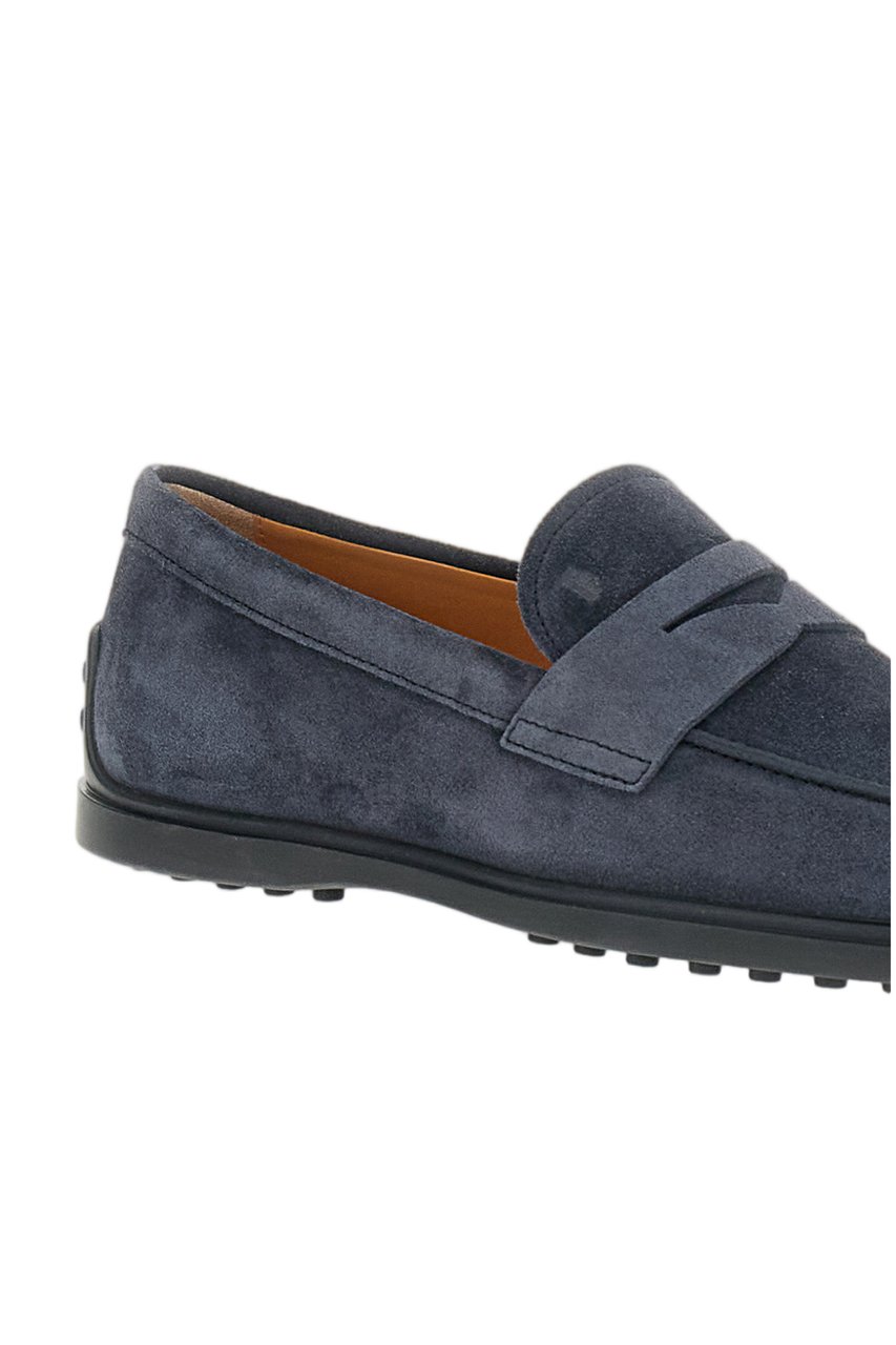 Tod's Blue Gomma 78L Suede Penny Loafers Blauw