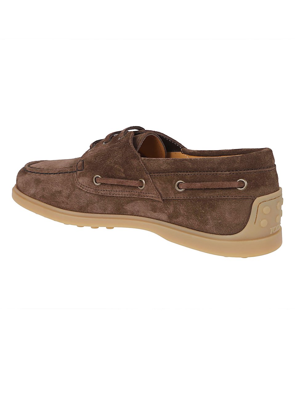 Tod's Suede Brown Boat Shoes Grijs
