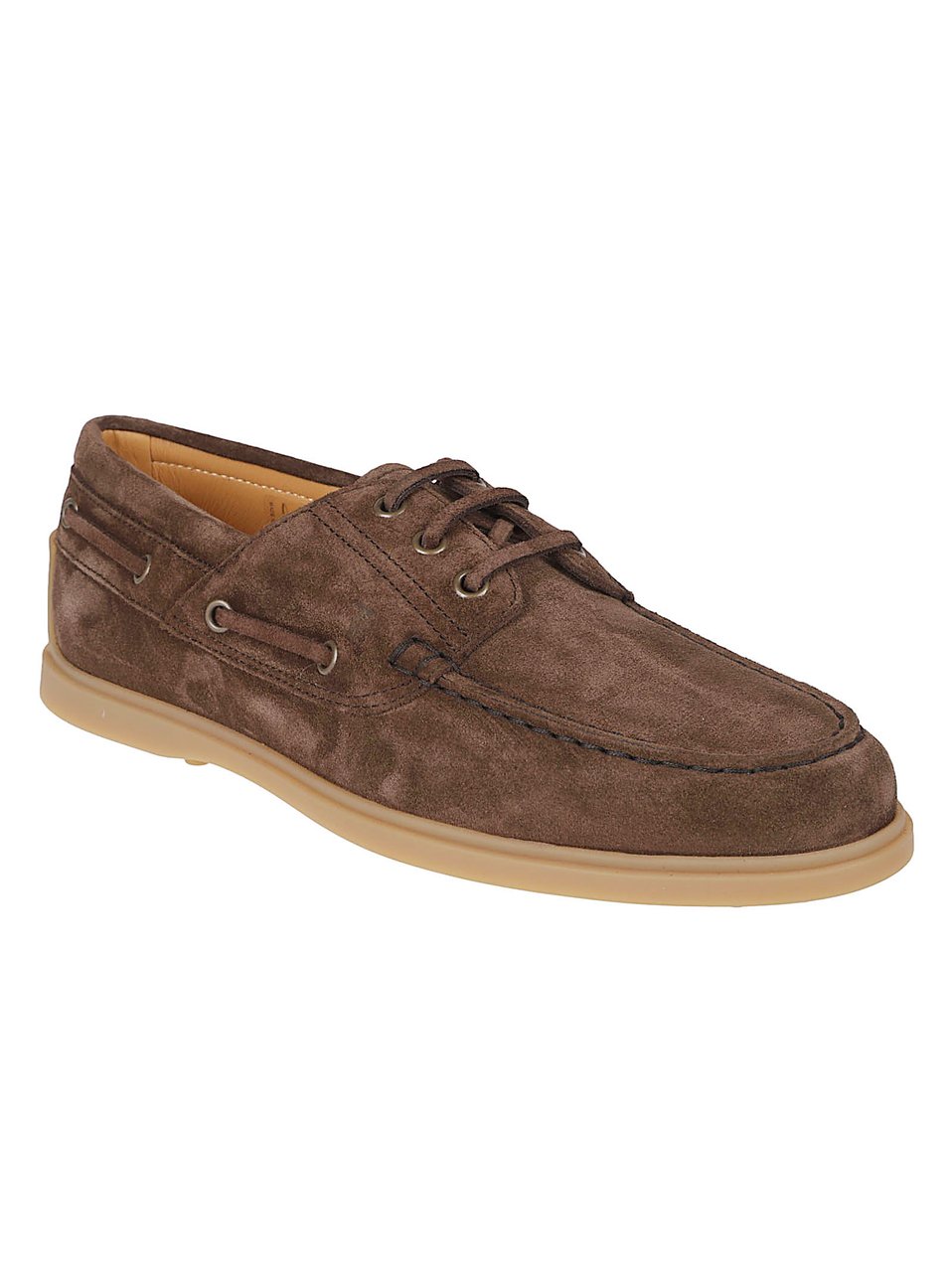 Tod's Suede Brown Boat Shoes Grijs