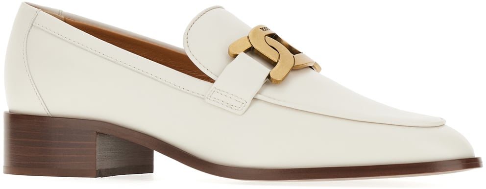 Tod's Ivory leather loafers Neutraal