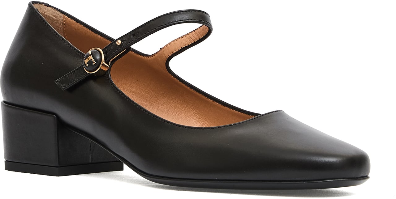 Tod's Ballerina Pelle Nero Cinturino Zwart