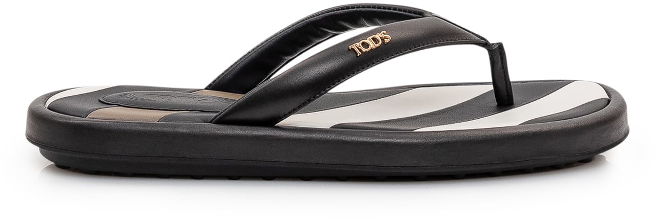 Tod's Infradito in Gomma con Fascia Sagomata Zwart