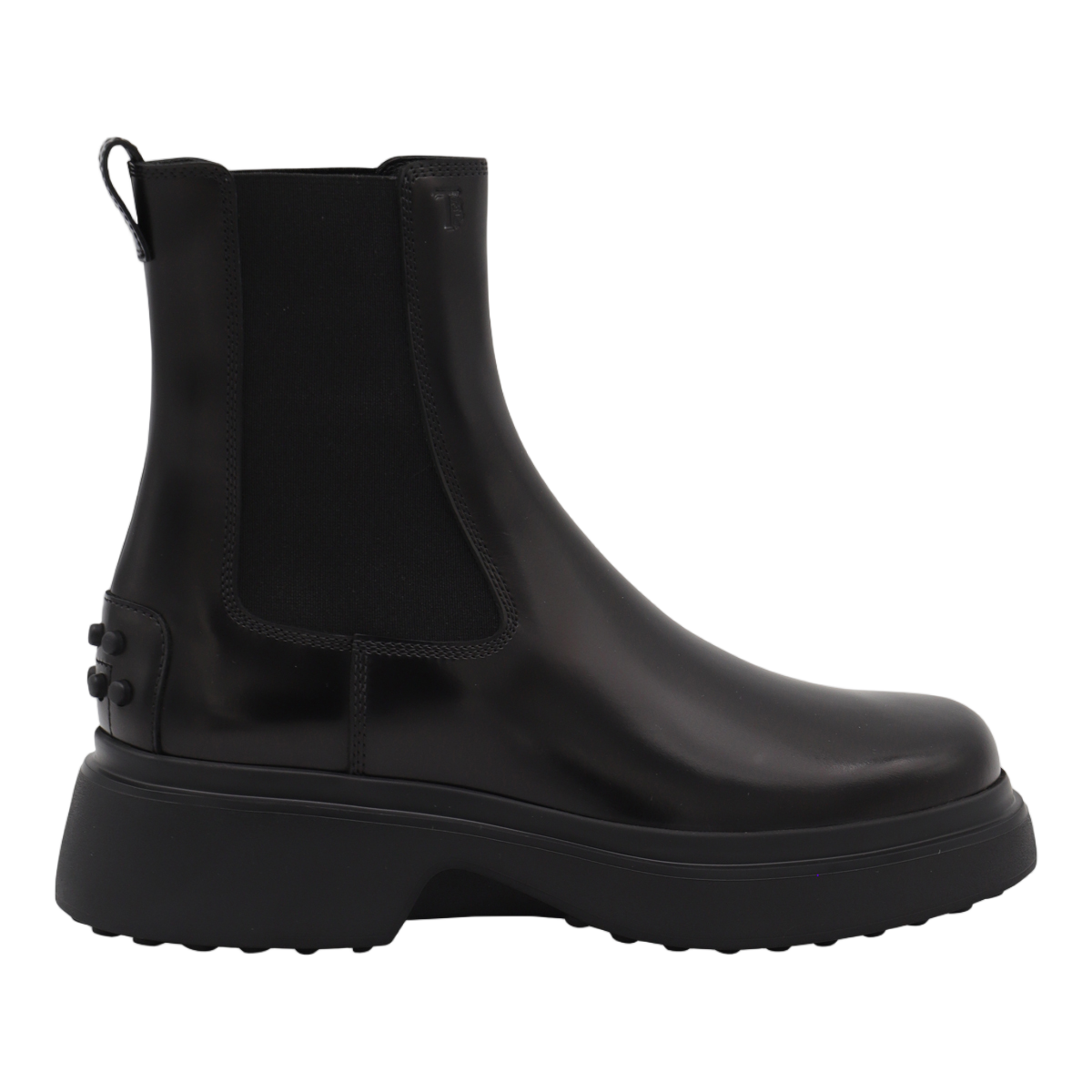 Tod's Chunky Sole Black Leather Slip-On Boots Zwart