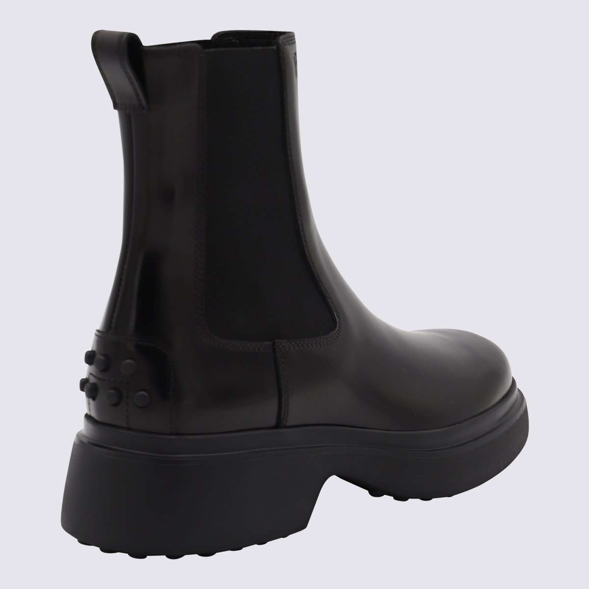 Tod's Chunky Sole Black Leather Slip-On Boots Zwart