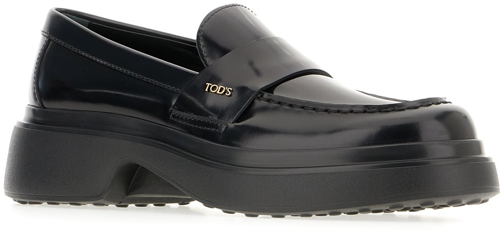 Tod's Black leather loafers Zwart