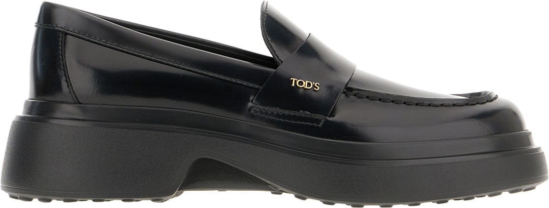 Tod's Black leather loafers Zwart