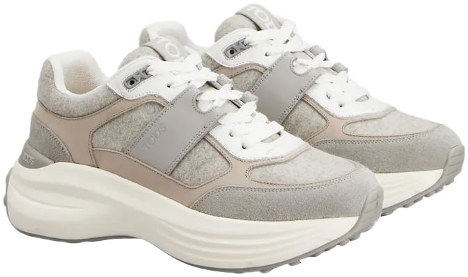 Tod's Sneakers Grigio Medio Perla Bianco Grijs