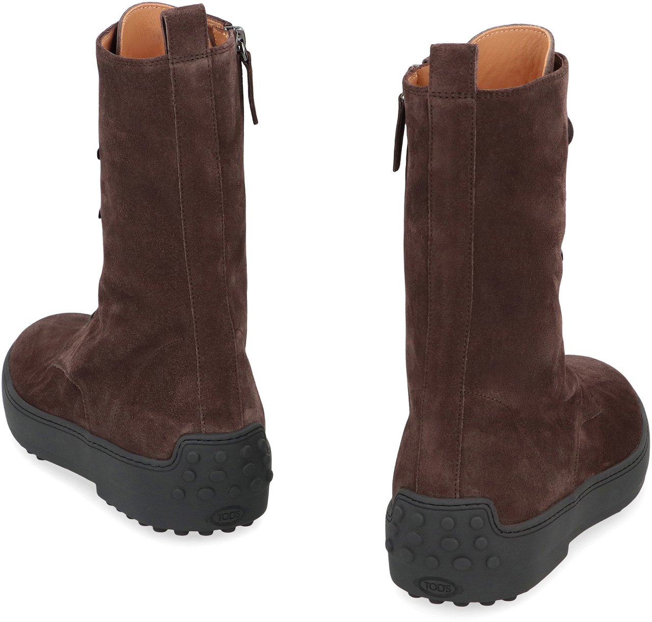 Tod's Ankle boot Winter Rubber in Suede Leather Bruin