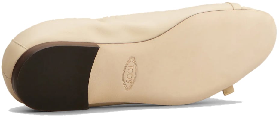 Tod's T Logo Strap Leather Ballerinas Wit