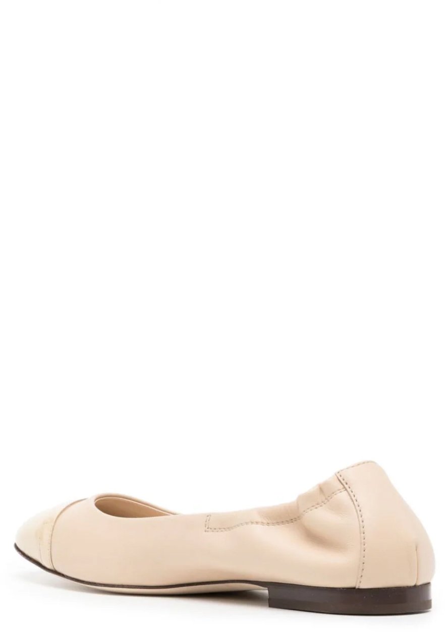 Tod's T Logo Strap Leather Ballerinas Wit